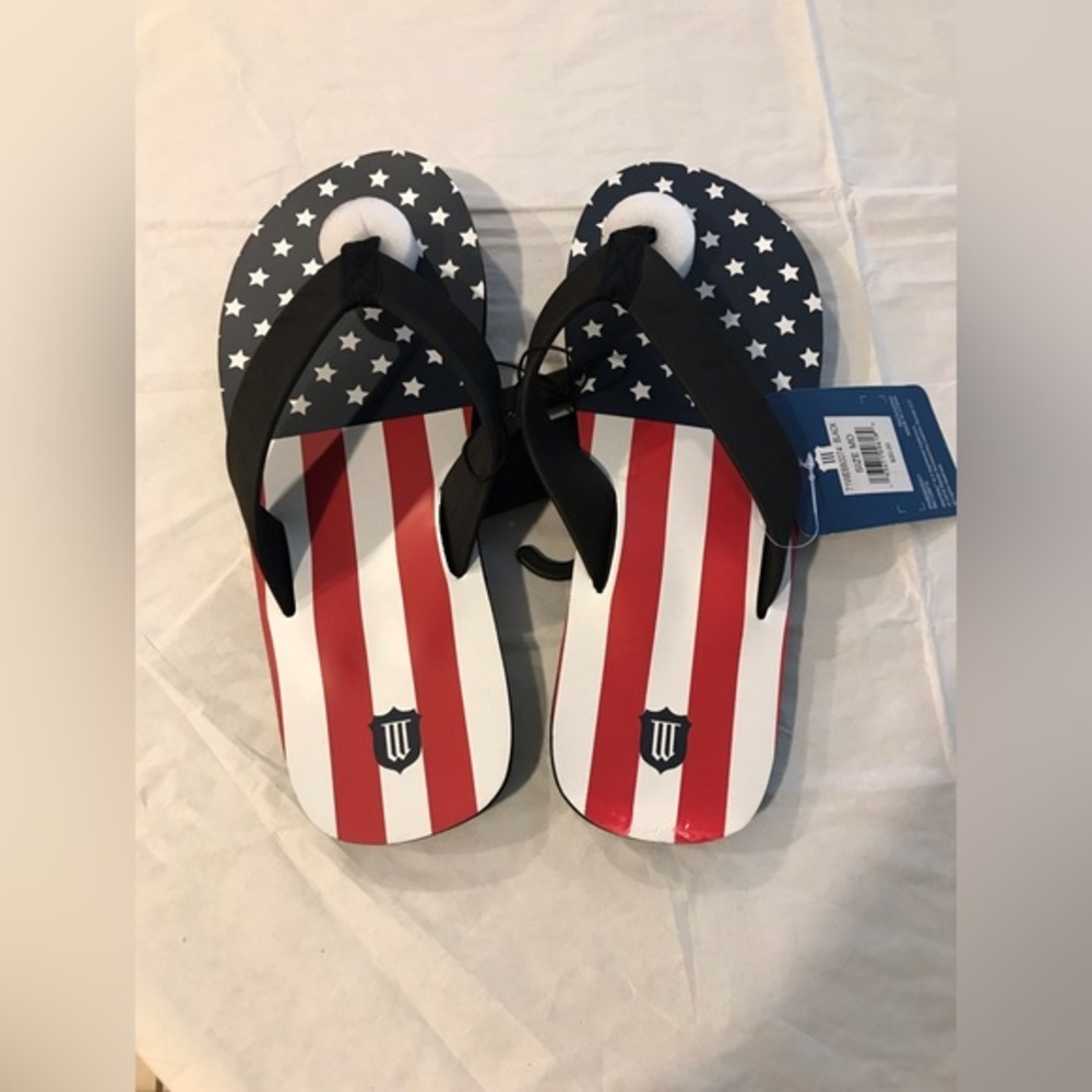 Red white and blue flip-flops new with tags